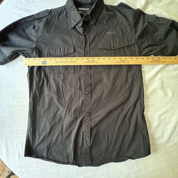 Vintage Ecko Unltd Y2K Streetwear Grunge Black Graphic Print Button-Up Men’s‎ L - Picture 9 of 10